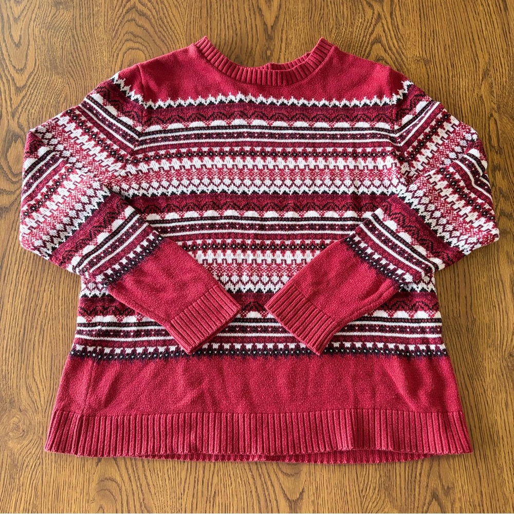 Croft & Barrow Women's Sweater - Burgundy and White